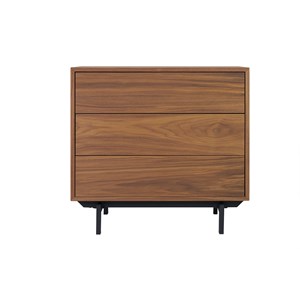 Commode  en bois foncé noyer et métal noir 3 tiroirs l81 cm manny