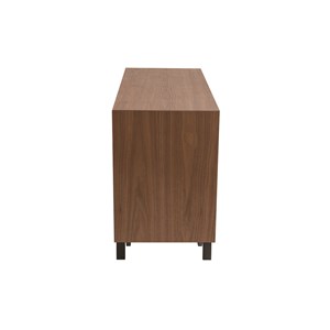 Commode  bois foncé noyer et métal noir 6 tiroirs l120 cm manny