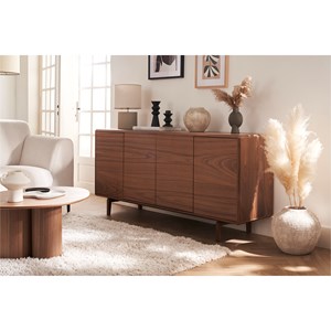 Buffet  en bois foncé noyer 4 portes l160 cm suva