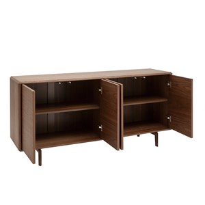 Buffet  en bois foncé noyer 4 portes l160 cm suva