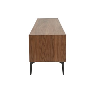 Meuble tv bois foncé noyer et métal noir 2 portes 2 tiroirs l200 cm bliss