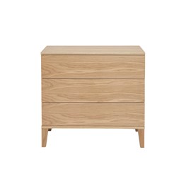 Commode en bois clair chêne 3 tiroirs l80 cm freddy