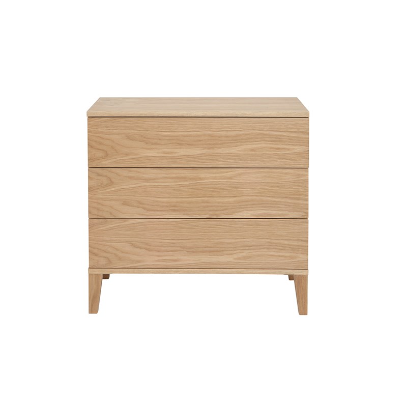 Commode en bois clair chêne 3 tiroirs l80 cm freddy