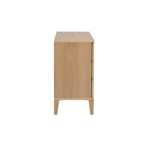 Commode en bois clair chêne 3 tiroirs l80 cm freddy