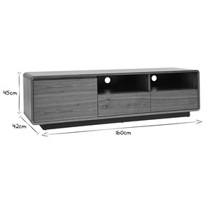 Meuble tv  en bois foncé noyer et métal noir l160 cm jako