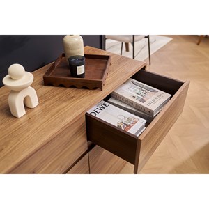 Buffet en bois foncé noyer 3 portes 3 tiroirs l160 cm jako