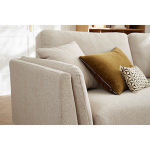 Canapé 3 places en tissu beige naturel et bois clair vogue