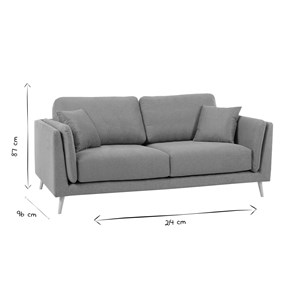 Canapé 3 places en tissu beige naturel et bois clair vogue