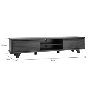 Meuble tv  bois foncé noyer 2 portes l180 cm fifties