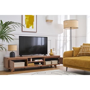 Meuble tv  bois foncé noyer 2 portes l180 cm fifties