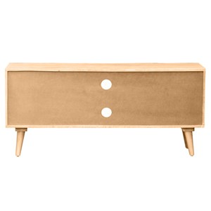 Meuble tv en bois clair manguier massif gravé 2 portes l135 cm rubia