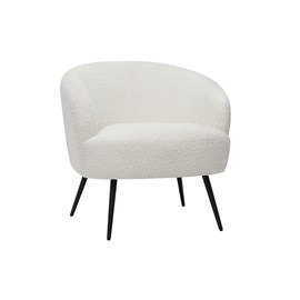 Fauteuil en tissu effet laine bouclée blanc cassé et métal noir maggie