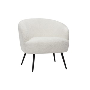 Fauteuil en tissu effet laine bouclée blanc cassé et métal noir maggie