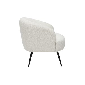 Fauteuil en tissu effet laine bouclée blanc cassé et métal noir maggie