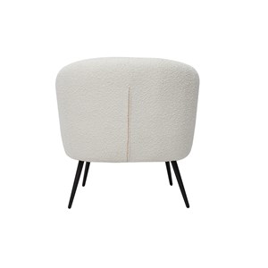 Fauteuil en tissu effet laine bouclée blanc cassé et métal noir maggie