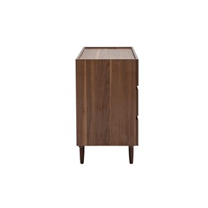 Commode finition bois foncé noyer 3 tiroirs l80 cm sanaa