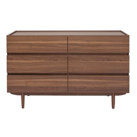 Commode finition bois foncé noyer 6 tiroirs l120 cm sanaa