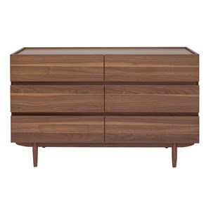 Commode finition bois foncé noyer 6 tiroirs l120 cm sanaa