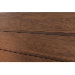 Commode finition bois foncé noyer 6 tiroirs l120 cm sanaa