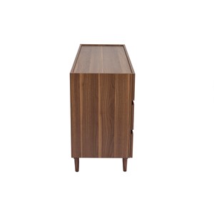 Commode finition bois foncé noyer 6 tiroirs l120 cm sanaa