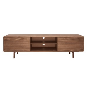 Meuble tv en bois foncé noyer 1 porte 2 tiroirs l180 cm suva