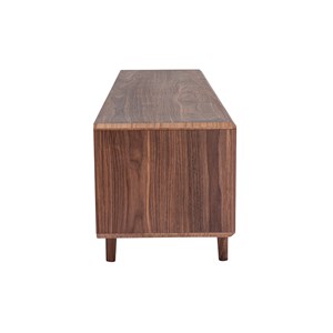 Meuble tv en bois foncé noyer 1 porte 2 tiroirs l180 cm suva
