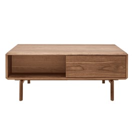 Table basse rectangulaire avec rangements bois foncé noyer l100 cm suva