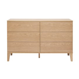 Commode en bois clair chêne 6 tiroirs l120 cm freddy