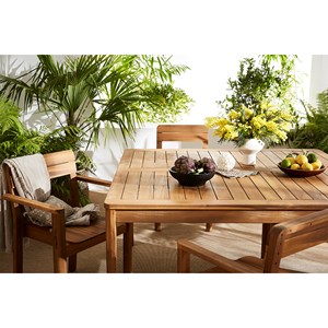 Table de jardin carrée en bois massif l147 cm akis