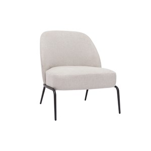 Fauteuil en tissu effet velours texturé beige et métal noir brego