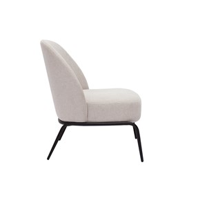 Fauteuil en tissu effet velours texturé beige et métal noir brego
