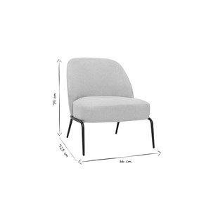 Fauteuil en tissu effet velours texturé beige et métal noir brego