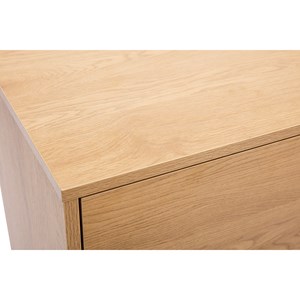 Commode finition bois clair chêne et pieds métal noir 3 tiroirs l100 cm pernelle