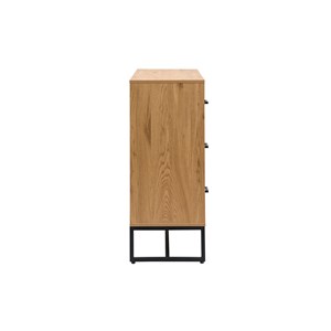 Commode 3 tiroirs finition bois clair chêne et métal noir l100 cm lovato