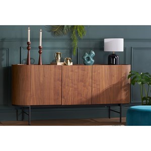 Buffet bois foncé noyer et métal noir 3 portes l160 cm skye