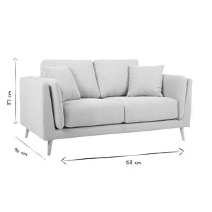 Canapé 2 places en tissu beige naturel et bois clair vogue