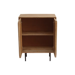 Buffet en bois manguier massif gravé et métal noir 2 portes l70 cm agra