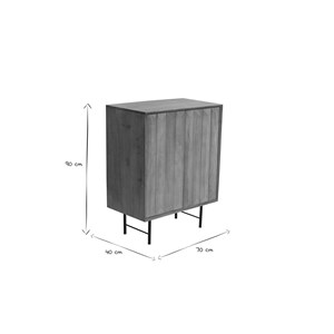 Buffet en bois manguier massif gravé et métal noir 2 portes l70 cm agra