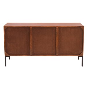 Buffet en bois foncé manguier massif et métal noir 3 portes l140 cm onda