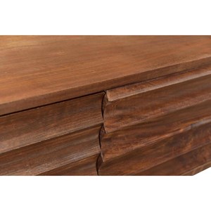 Meuble tv en bois foncé manguier massif et métal noir 3 portes l120 cm onda