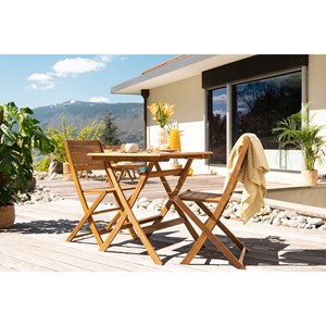 Table de jardin carrée pliante en bois massif l70 cm fuego