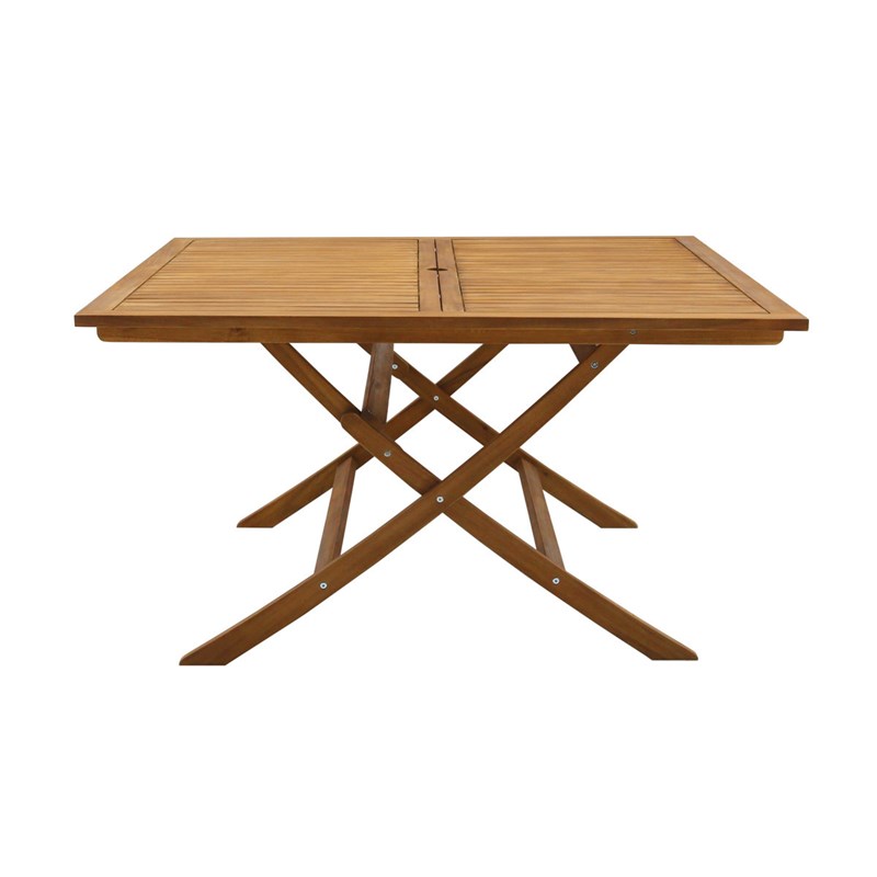 Table de jardin pliante carrée en bois massif l140 cm santiago
