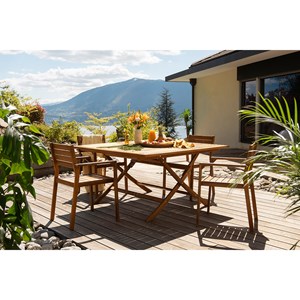 Table de jardin pliante carrée en bois massif l140 cm santiago