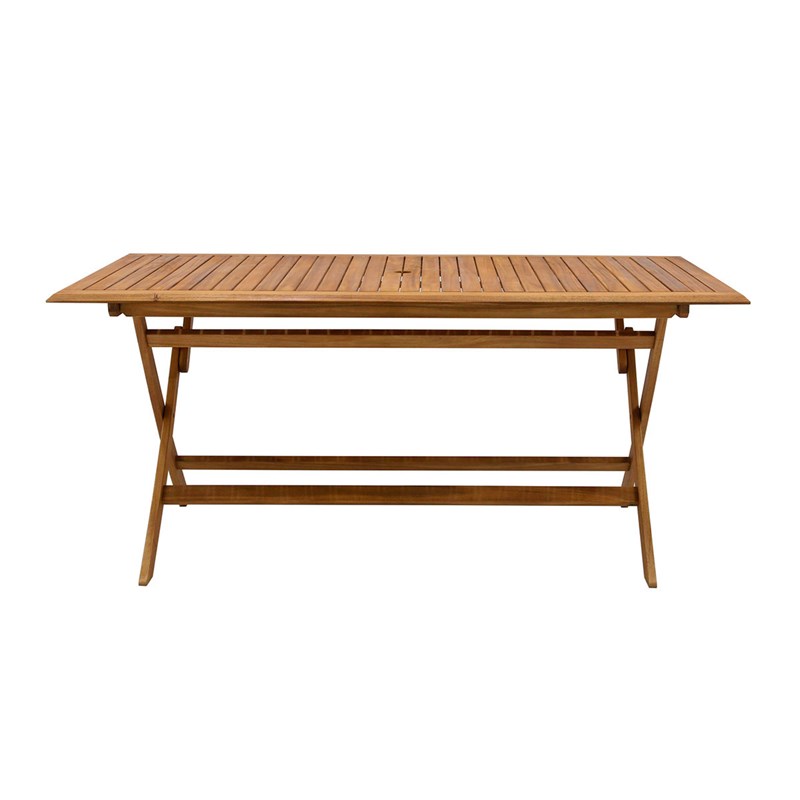 Table de jardin pliante rectangulaire en bois massif l170 cm santiago