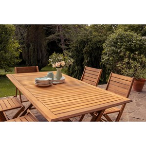 Table de jardin pliante rectangulaire en bois massif l170 cm santiago