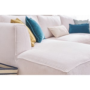 Canapé d'angle gauche en tissu velours côtelé écru 3-4 places panam