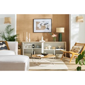 Buffet bas finition bois clair et blanc l190 cm ezia