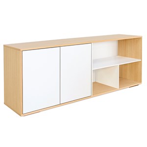 Buffet bas finition bois clair et blanc l190 cm ezia