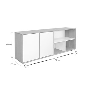 Buffet bas finition bois clair et blanc l190 cm ezia