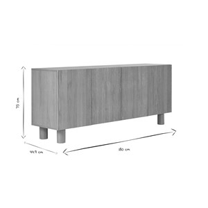 Buffet en bois clair chêne massif gravé 4 portes l180 cm goshi